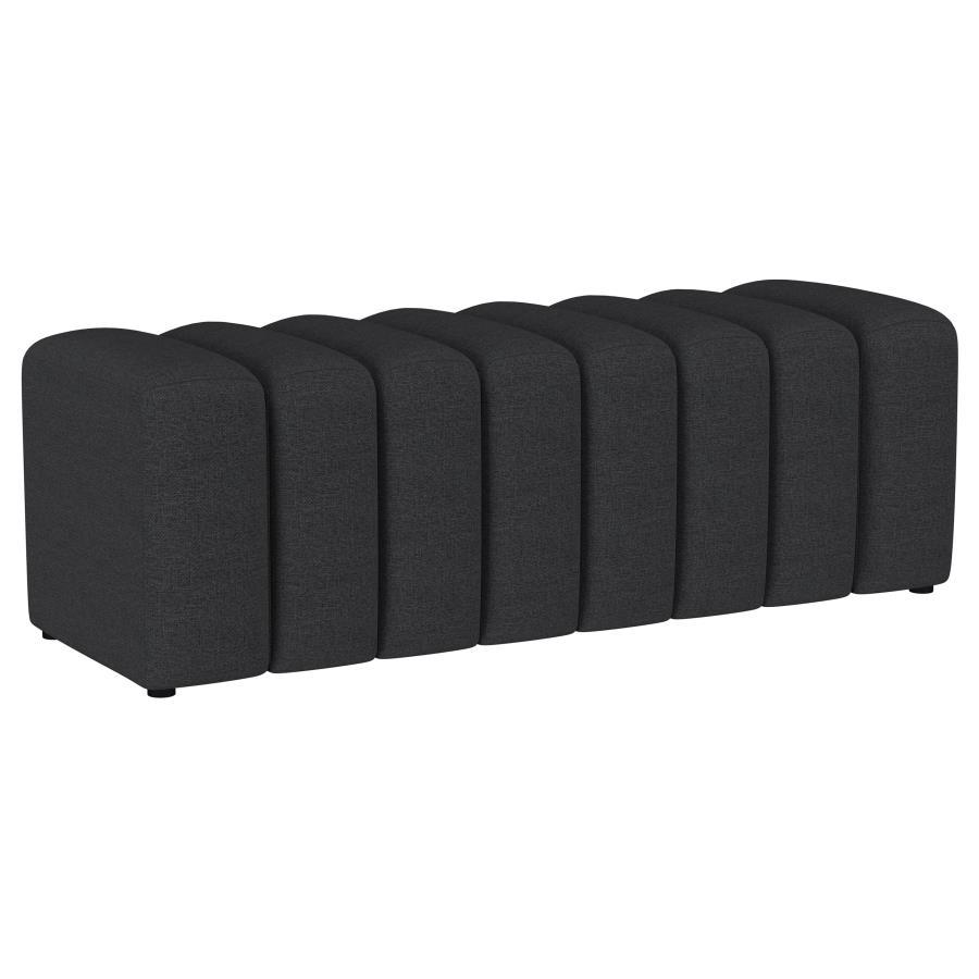 Summer - Fabric Upholstered Tufted Accent Bench Black by Coaster Fine Furniture | Bel Furniture