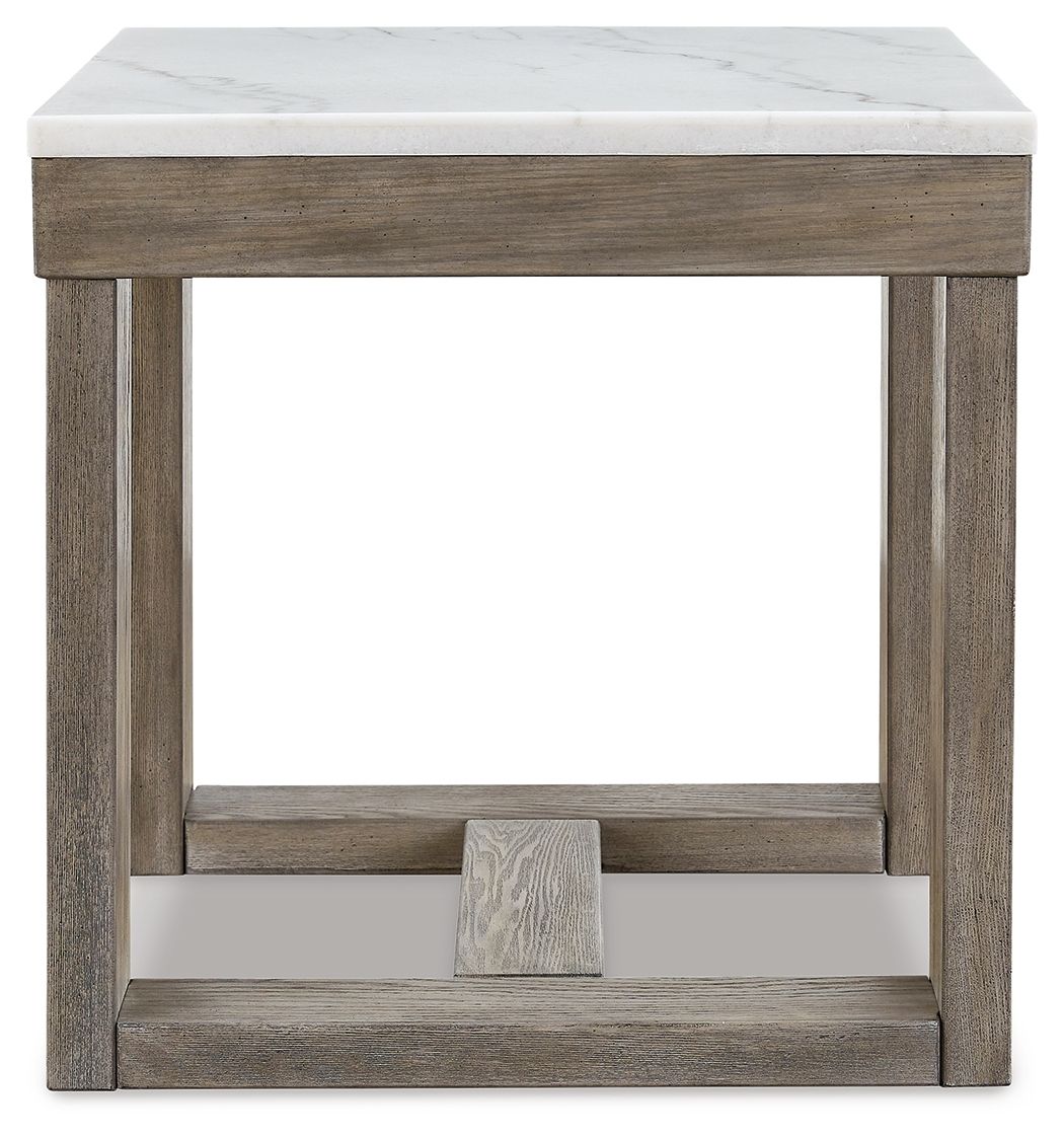 Loyaska - Brown / Ivory - Square End Table by Signature Design by Ashley® | Bel Furniture