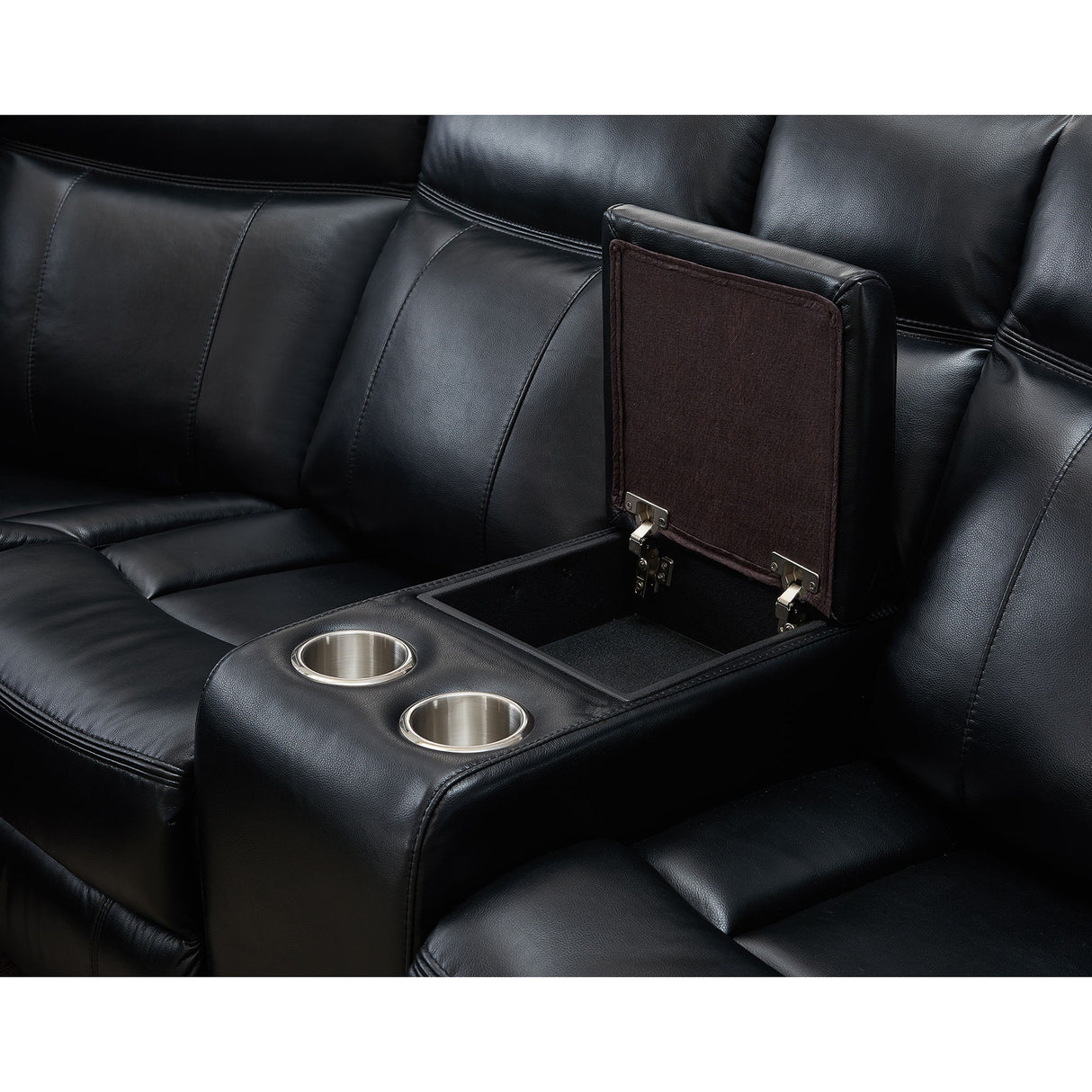 Jupiter - Leather Sectional - Black