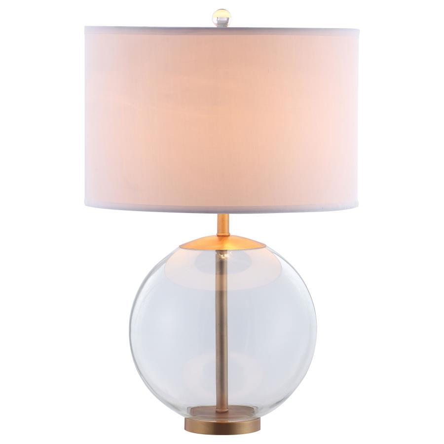 Kenny - Drum Shade Clear Glass Table Lamp - Brass by CoasterEssence | Bel Furniture