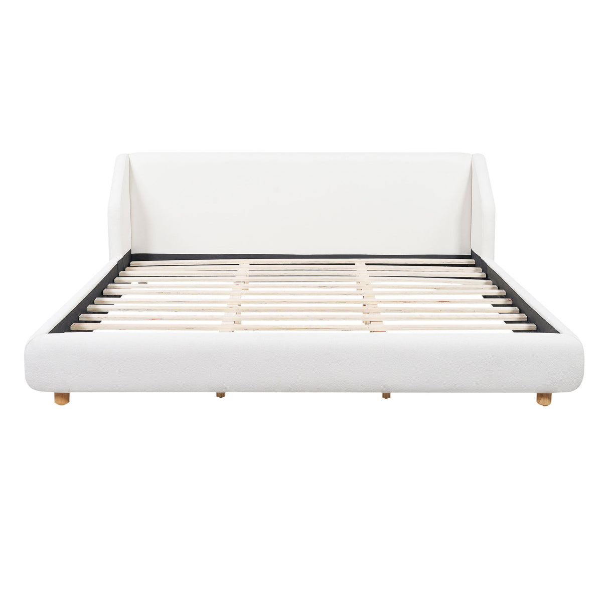Modern Upholstered Bed Frame With Wingback Headboard