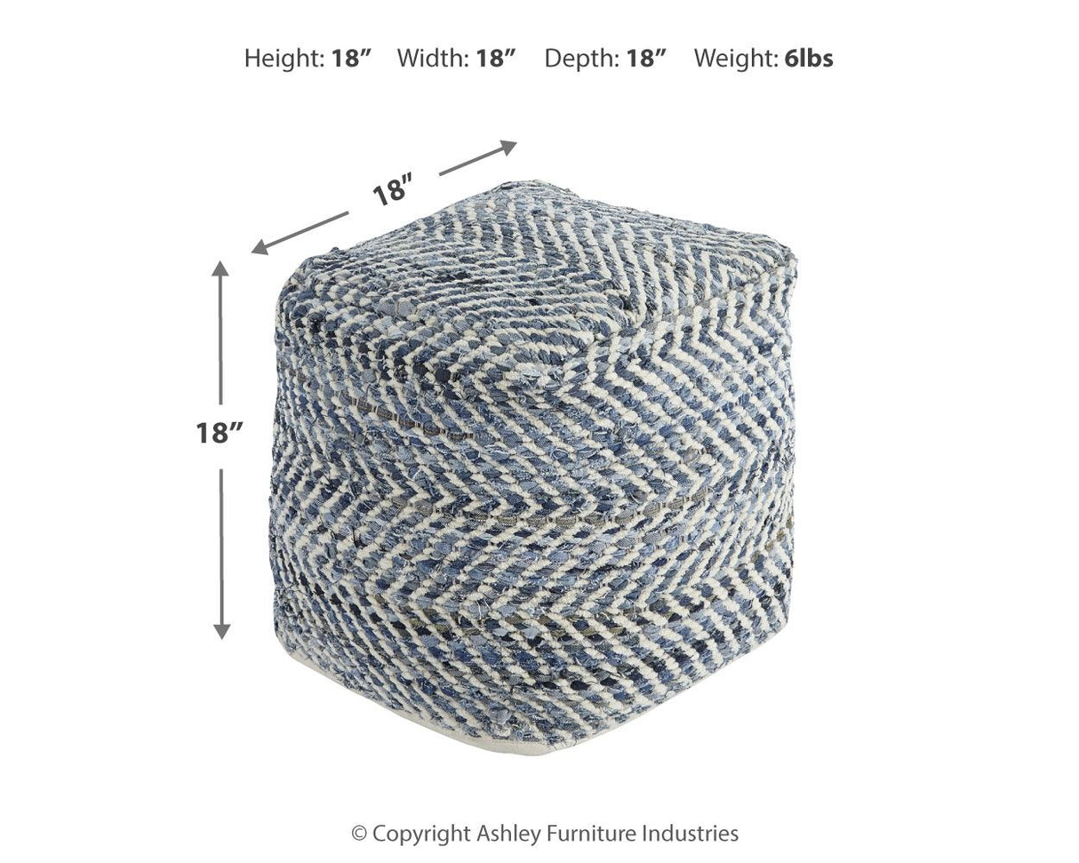 Chevron - Blue - Pouf by Signature Design by Ashley® | Bel Furniture