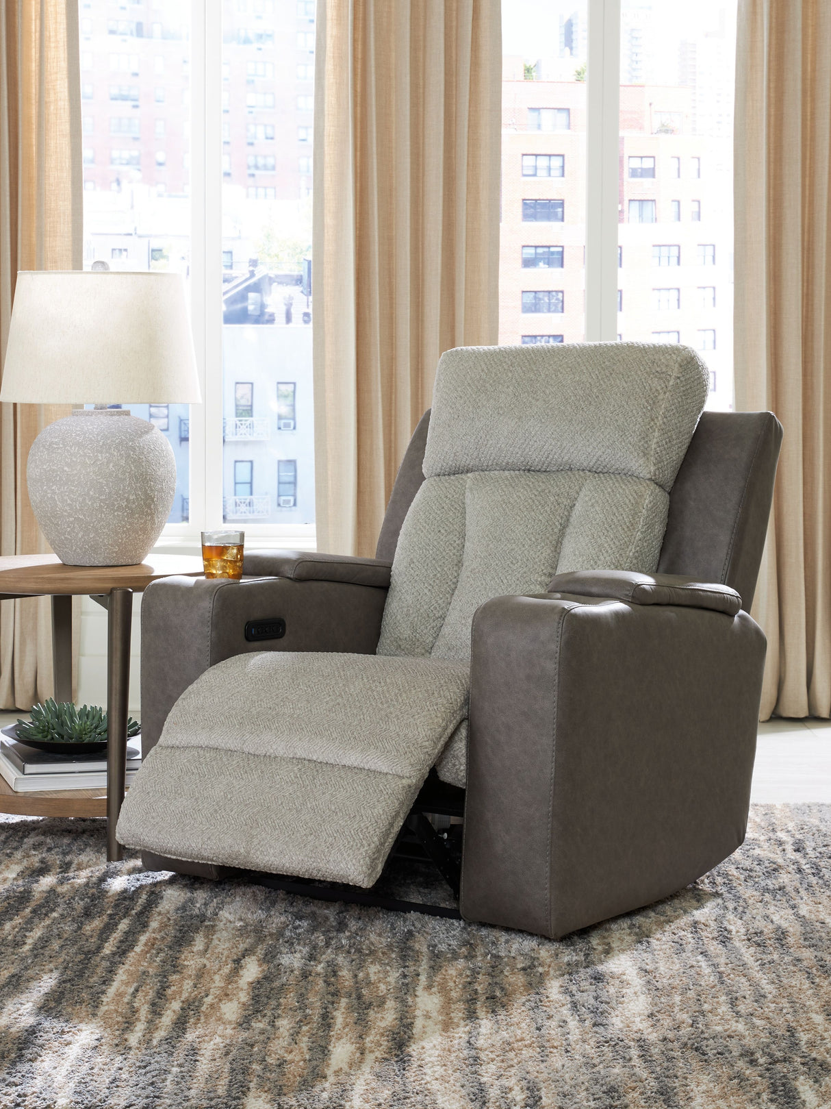 WhipLash - Sisal - Power Recliner With Adj Headrest by Signature Design by Ashley® | Bel Furniture