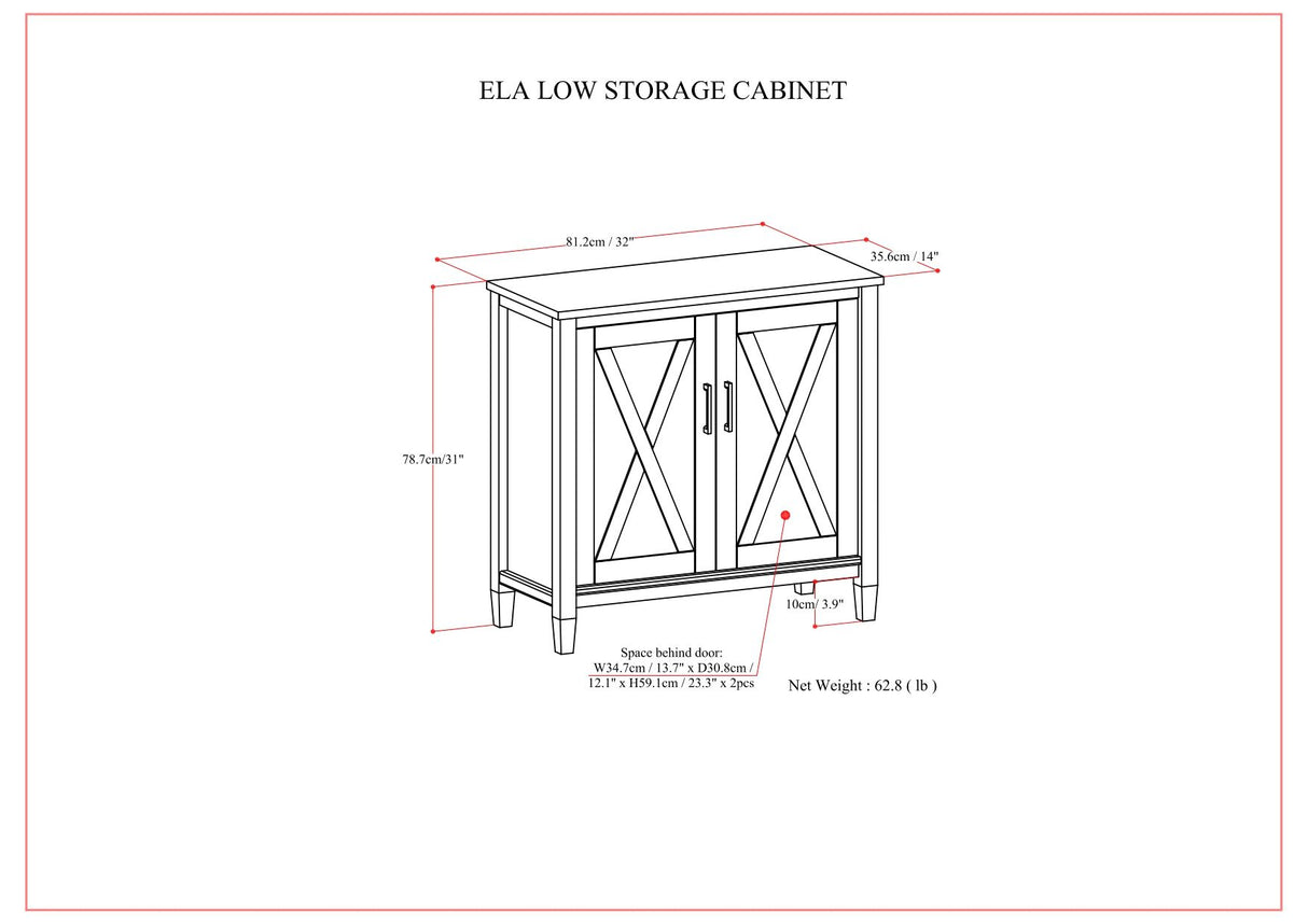 Ela - Low Storage Cabinet - Smoky Brown by Simpli-Home | Bel Furniture