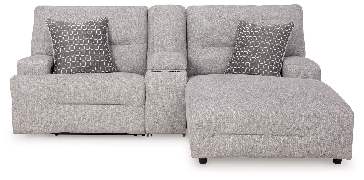 Acklen Place - Pewter - 4 Pc. - 3-Piece Power Reclining Sectional Sofa With Raf Chaise, Wide Seat Power Recliner by Signature Design by Ashley® | Bel Furniture