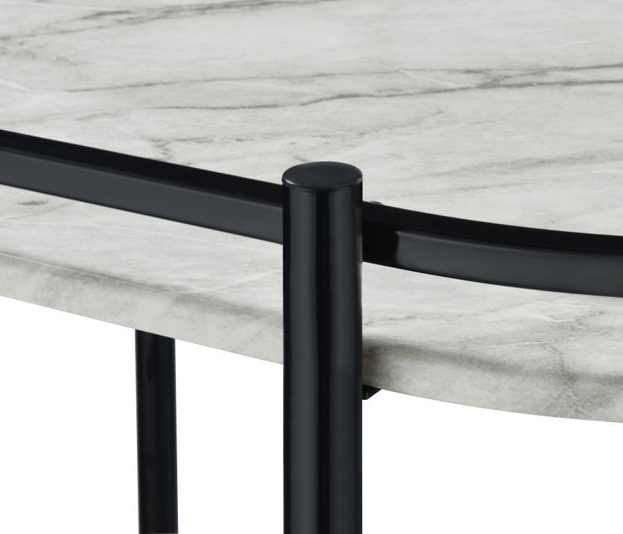 Desiree - 2-Tier Faux Marble Shelf Metal Bar Cart by CoasterEveryday | Bel Furniture