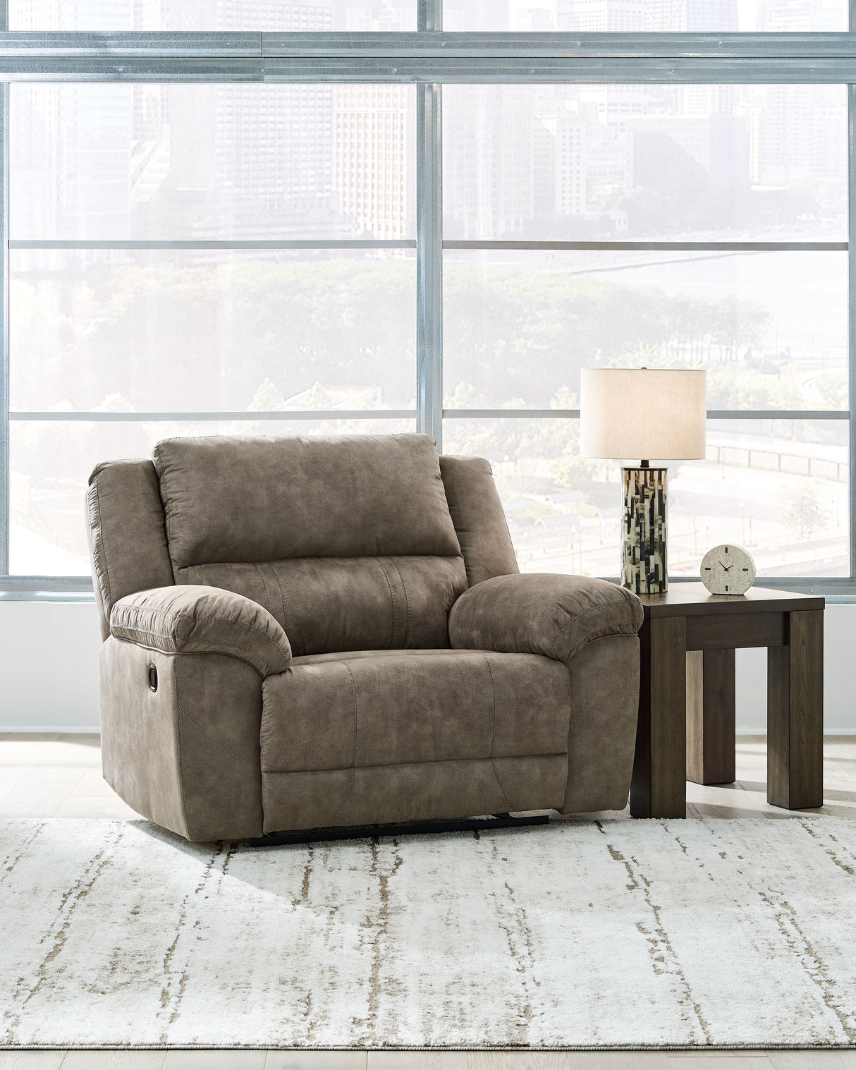 Laresview - Fossil - Zero Wall Wide Seat Recliner by Signature Design by Ashley® | Bel Furniture