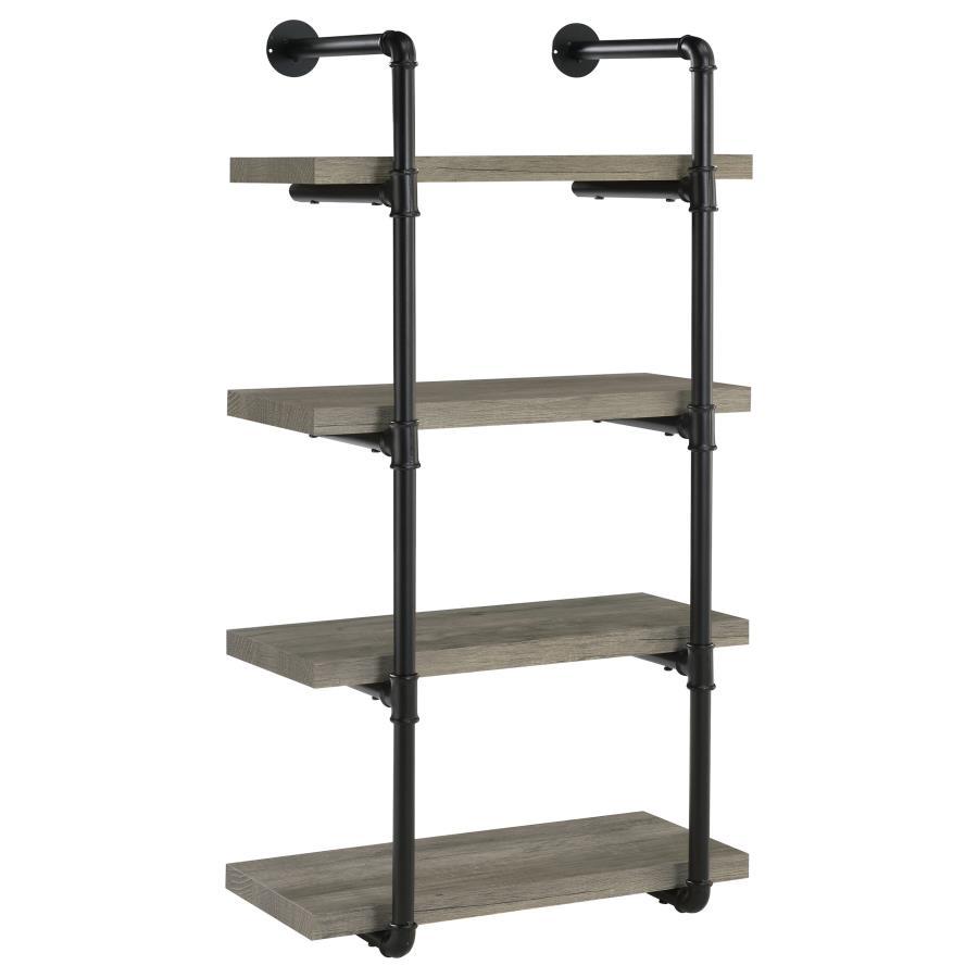 Elmcrest - 4-Shelf Wall Bookshelf Gray 24"W x 12"D x 46"H by CoasterEveryday | Bel Furniture