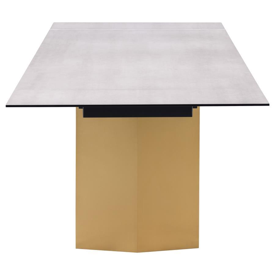 Vesa - Glass Top Extension Dining Table - Beige by Coaster Fine Furniture | Bel Furniture