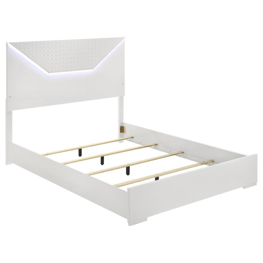 Ives - Panel Bed LED Headboard White Queen by Coaster Fine Furniture | Bel Furniture