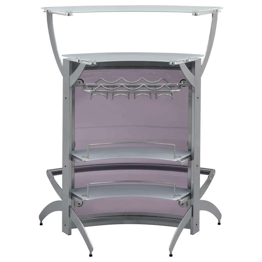 Dallas - 2-Shelf Curved Freestanding Home Bar Cabinet by CoasterEssence | Bel Furniture