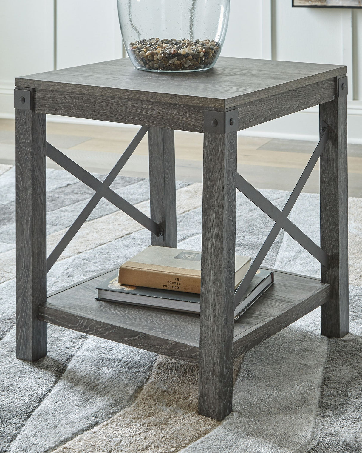 Freedan - Grayish Brown - Square End Table by Signature Design by Ashley® | Bel Furniture