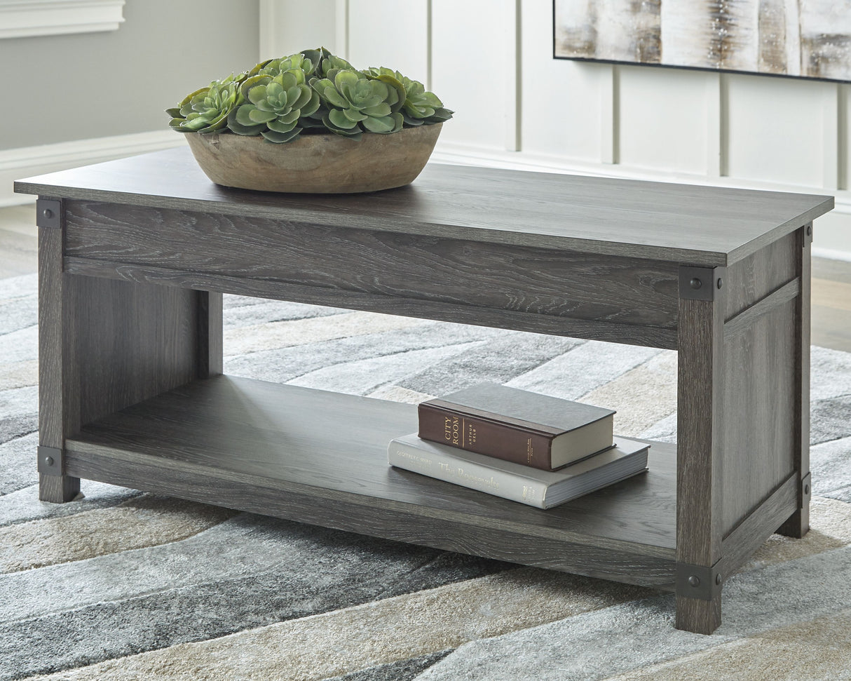 Freedan - Grayish Brown - Rect Lift Top Cocktail Table by Signature Design by Ashley® | Bel Furniture