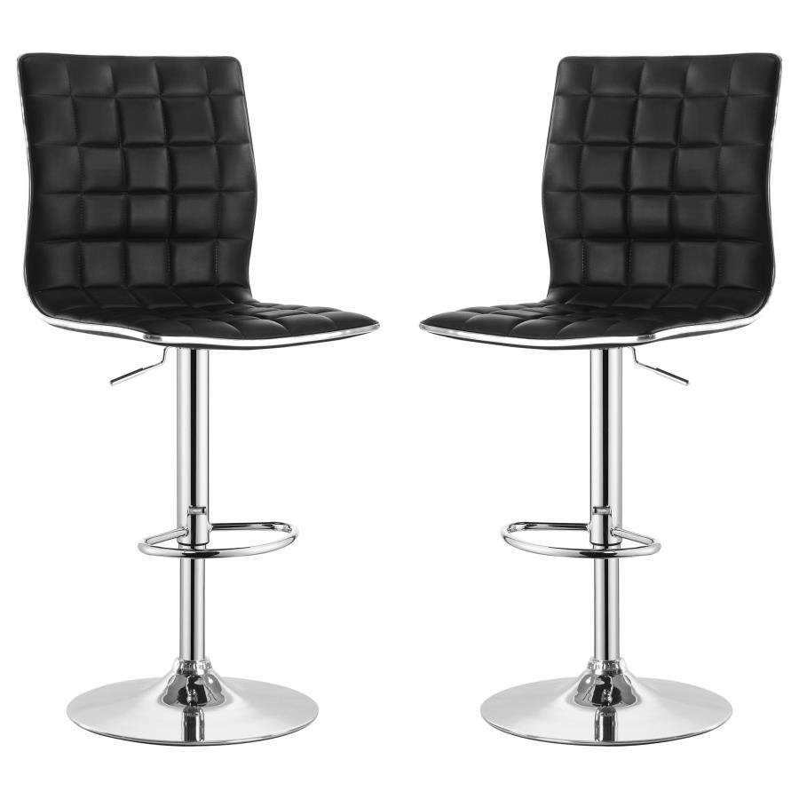 Ashbury - Upholstered Adjustable Bar Stool (Set of 2) Black by CoasterEveryday | Bel Furniture