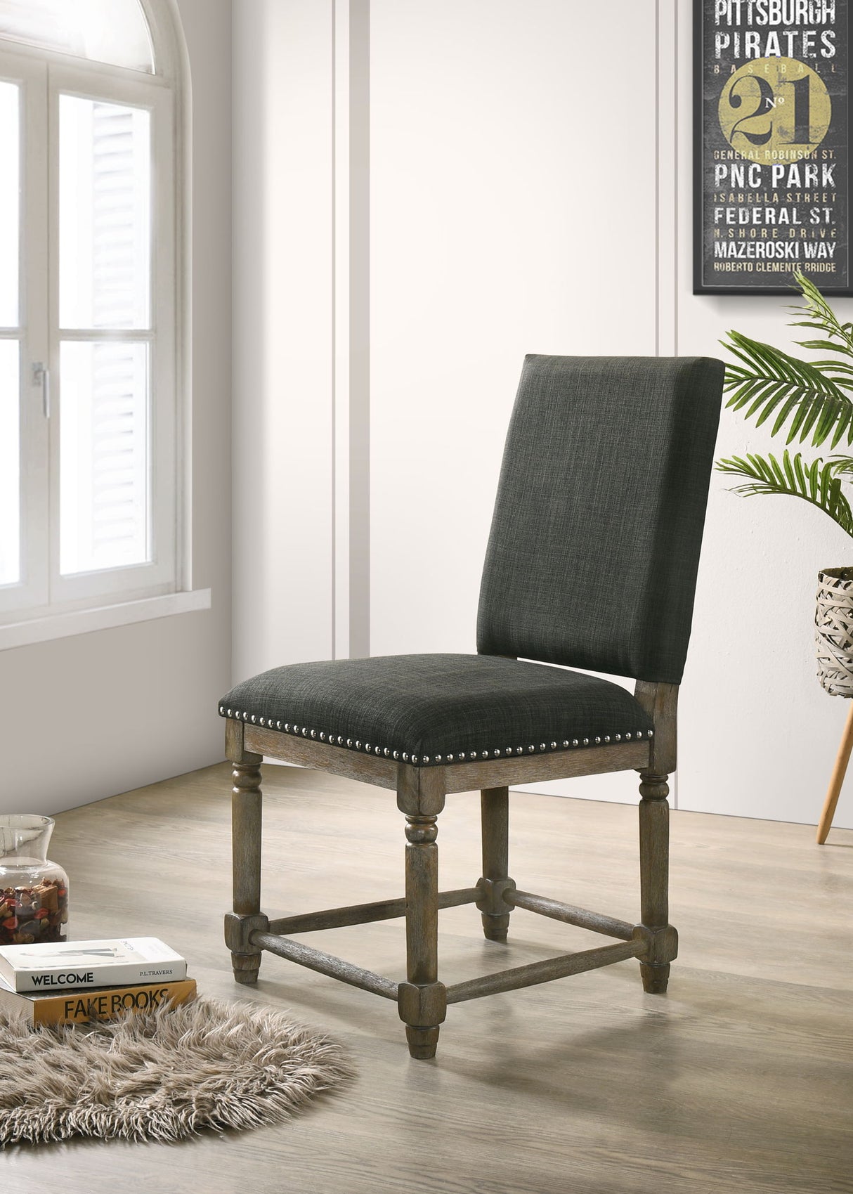 Everton - Fabric Chair With Nailhead Trim by Lilola Home | Bel Furniture