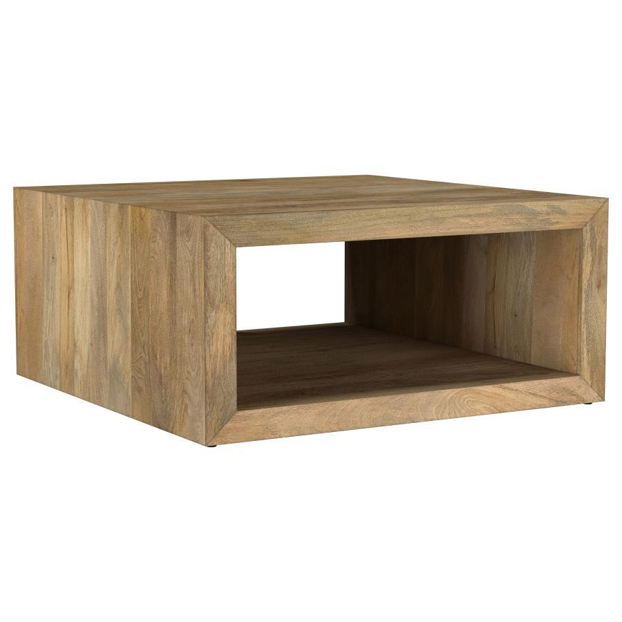 Benton - Square Solid - Mango Wood Coffee Table - Natural by Coaster Fine Furniture | Bel Furniture