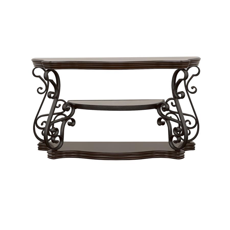 Laney - Scrollwork Entryway Sofa Console Table - Deep Merlot by CoasterEssence | Bel Furniture
