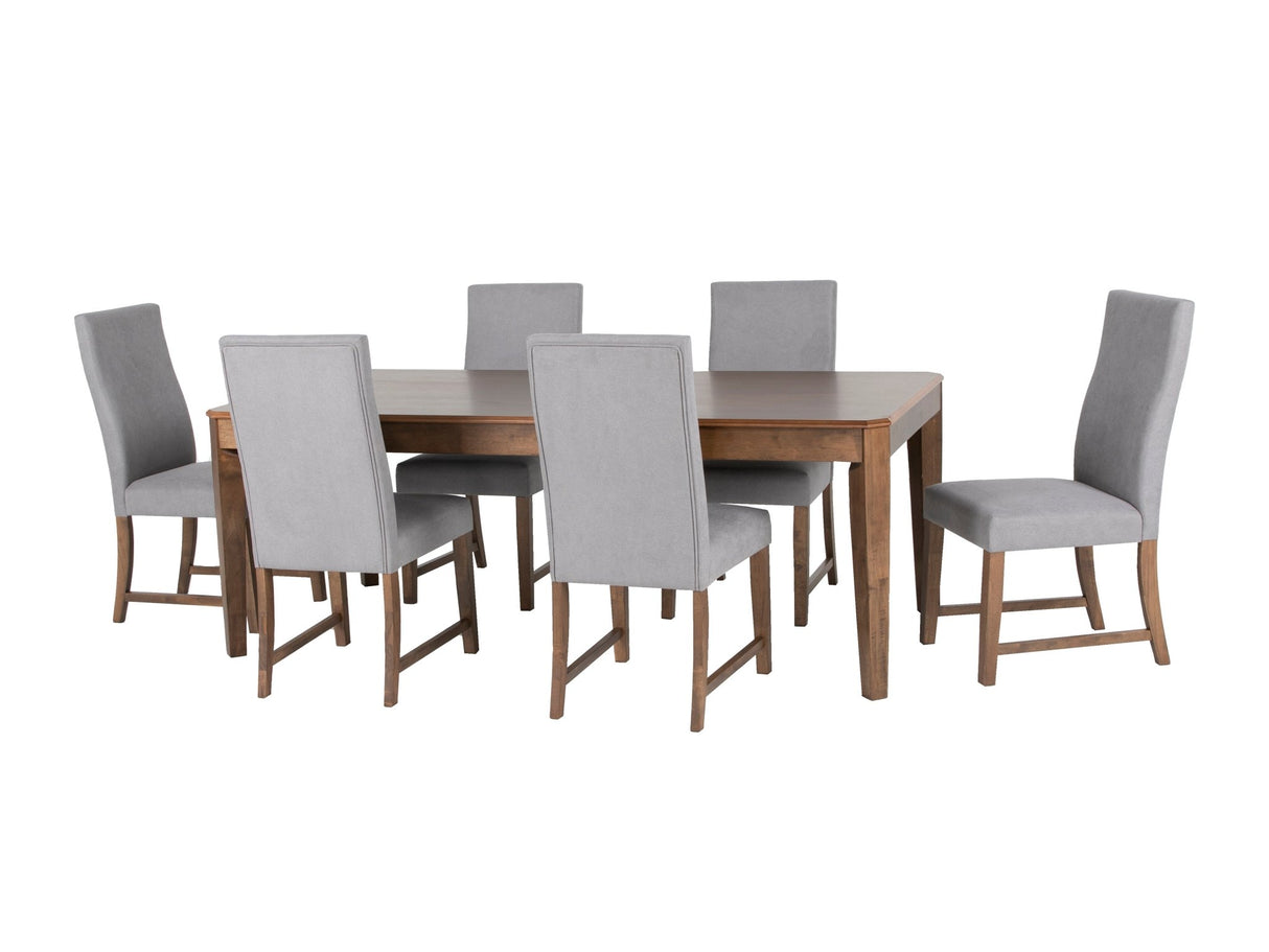 8 Piece Brown & Gray Upholstered Dining Room Set with Server