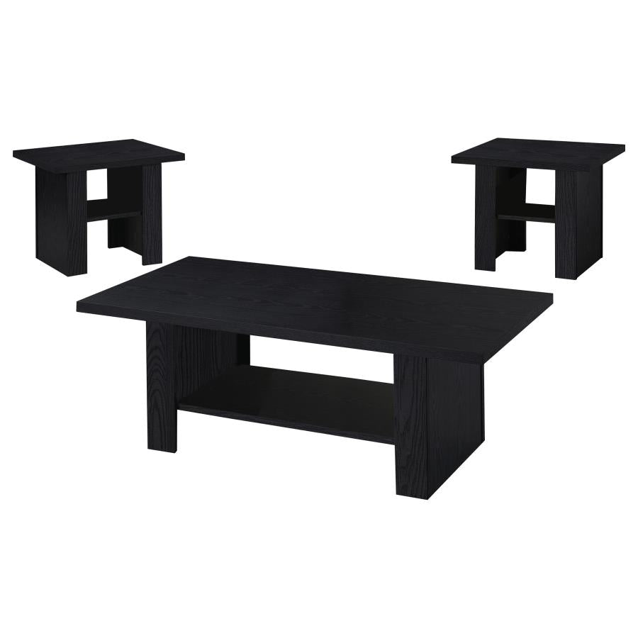 Rodez - 3 Piece Engineered Wood Coffee Table Set - Black Oak