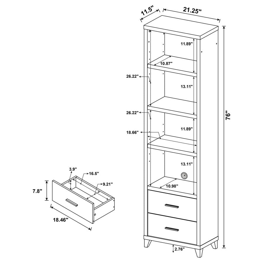Lewes - 4-Shelf Engineered Wood Media Tower - Cappuccino