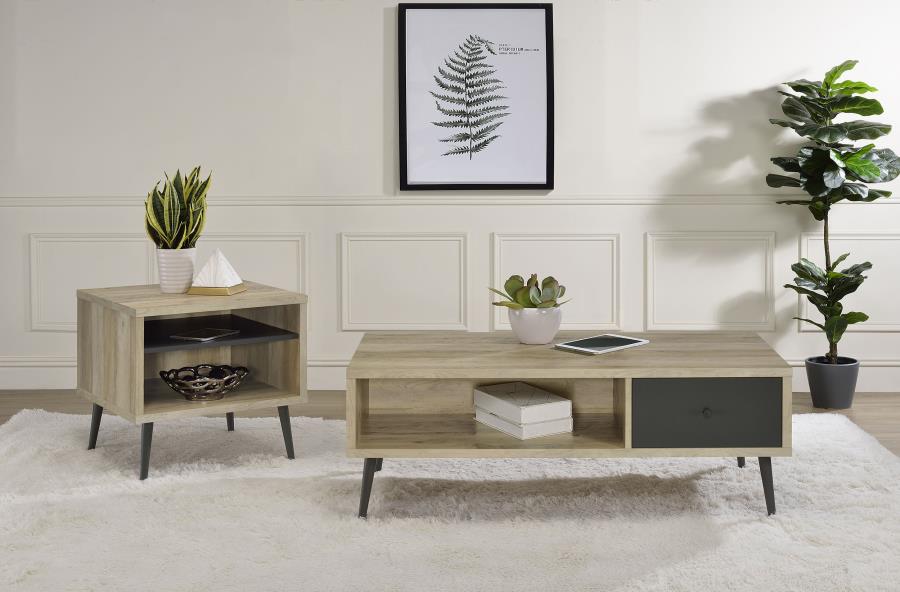 Welsh - Square Engineered Wood Side End Table Antique Pine - Distressed Pine