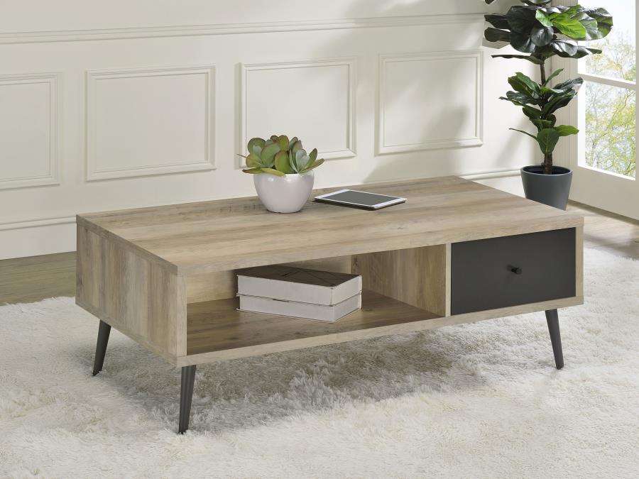 Welsh - 1-Drawer Engineered Wood Coffee Table Antique Pine - Distressed Pine