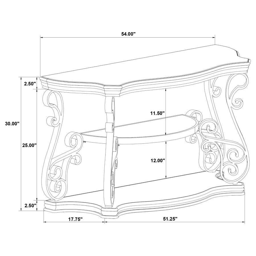 Laney - Scrollwork Entryway Sofa Console Table - Deep Merlot