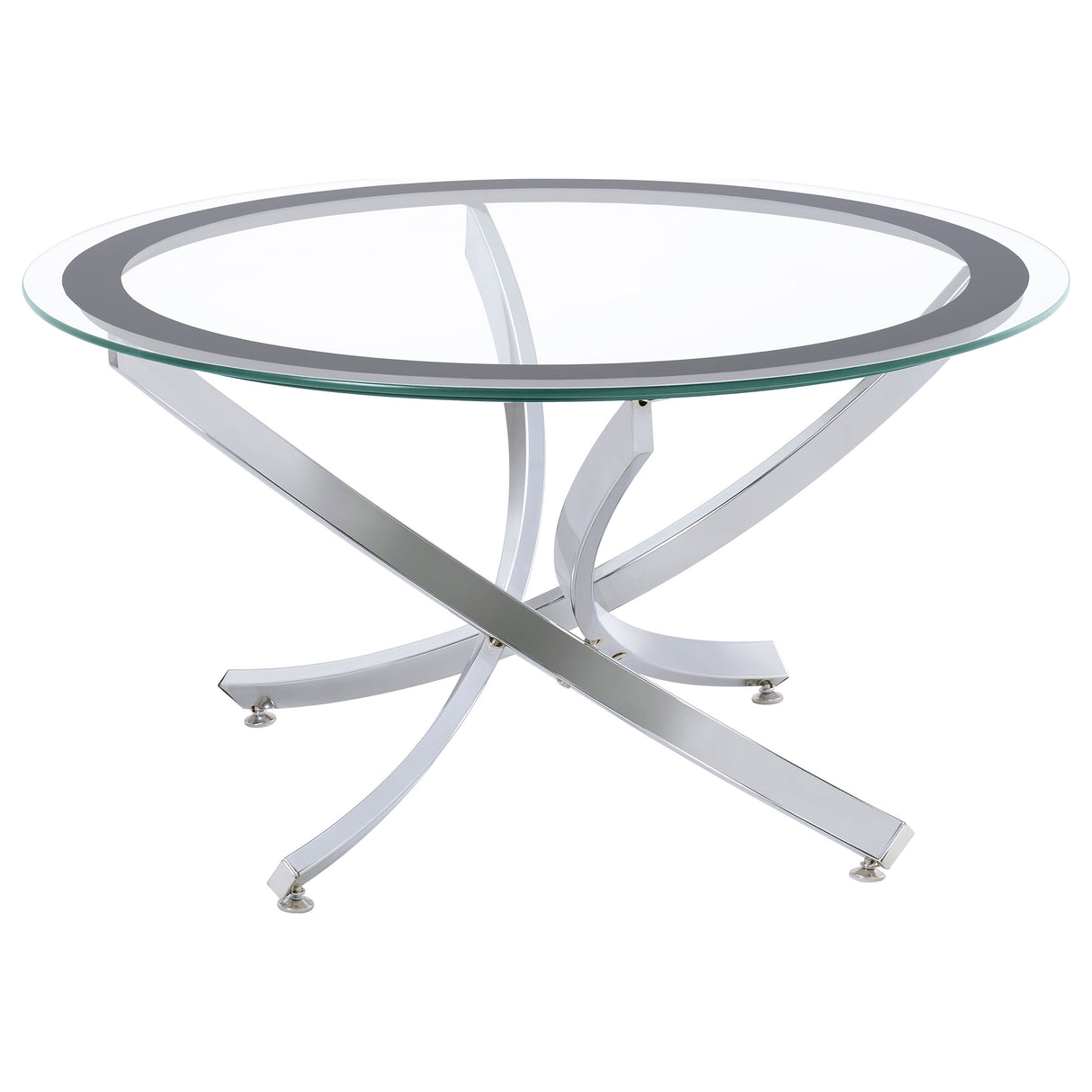 Brooke - Round Glass Top Coffee Table Metal Base