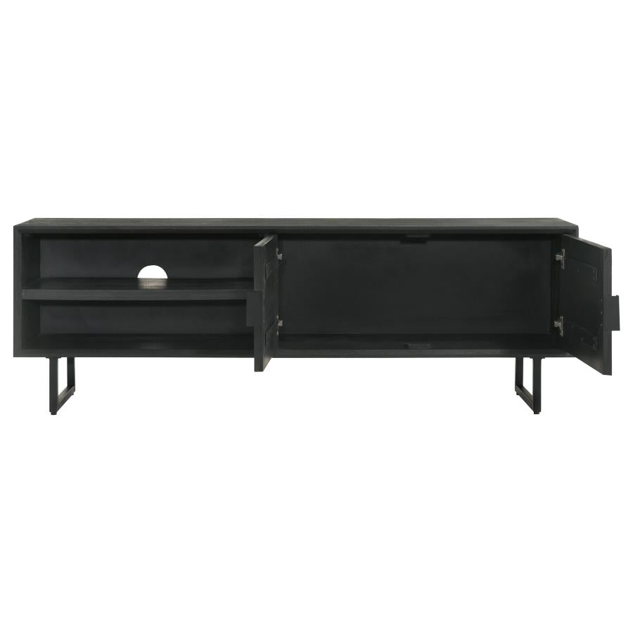 Marsden - 2 Door Mango Wood TV Stand - Charcoal Black