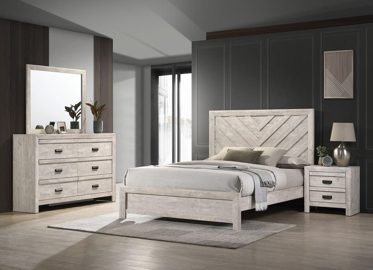 Valor - Bedroom Set Beige 4 Pc. Bed, Dresser, Mirror, Nightstand by Crown Mark | Bel Furniture