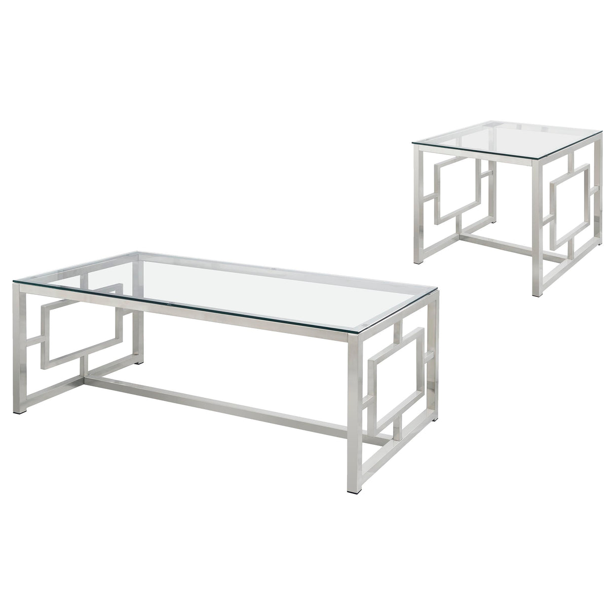 Merced 2-piece Rectangular Coffee and End Table Set Nickel