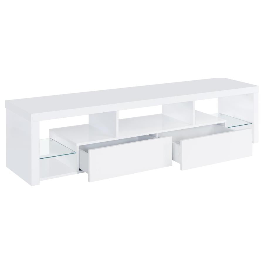Jude - 2-Drawer Engineered Wood TV Stand - High Gloss White