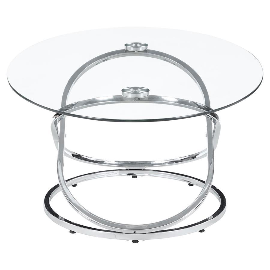 Warren - 3 Piece Oval Glass Top Coffee Table Set - Chrome by CoasterEssence | Bel Furniture