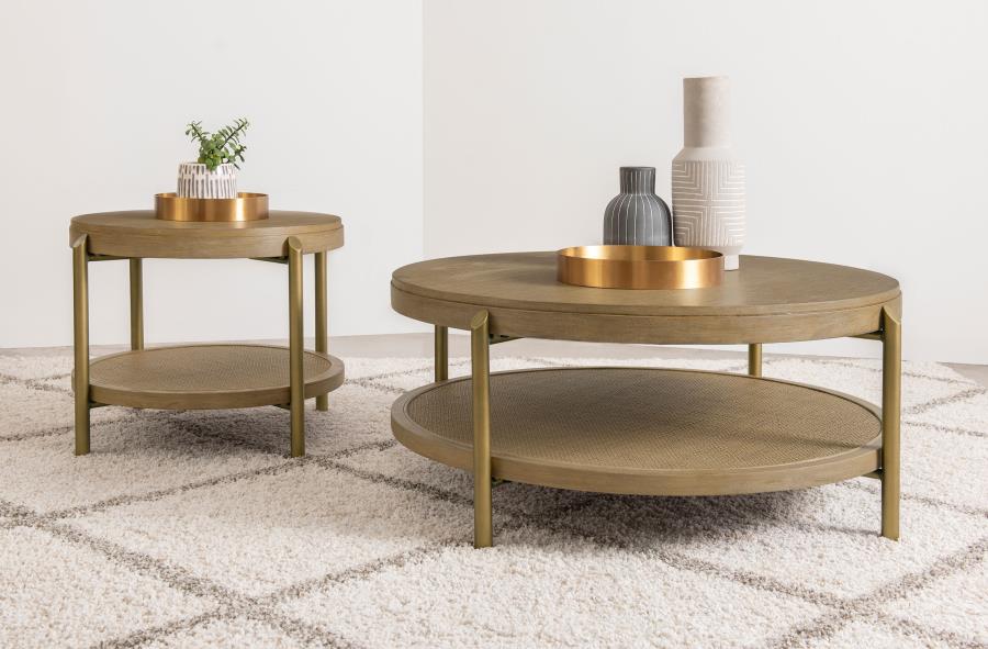 Arini - Round Coffee Table With Storage Shelf