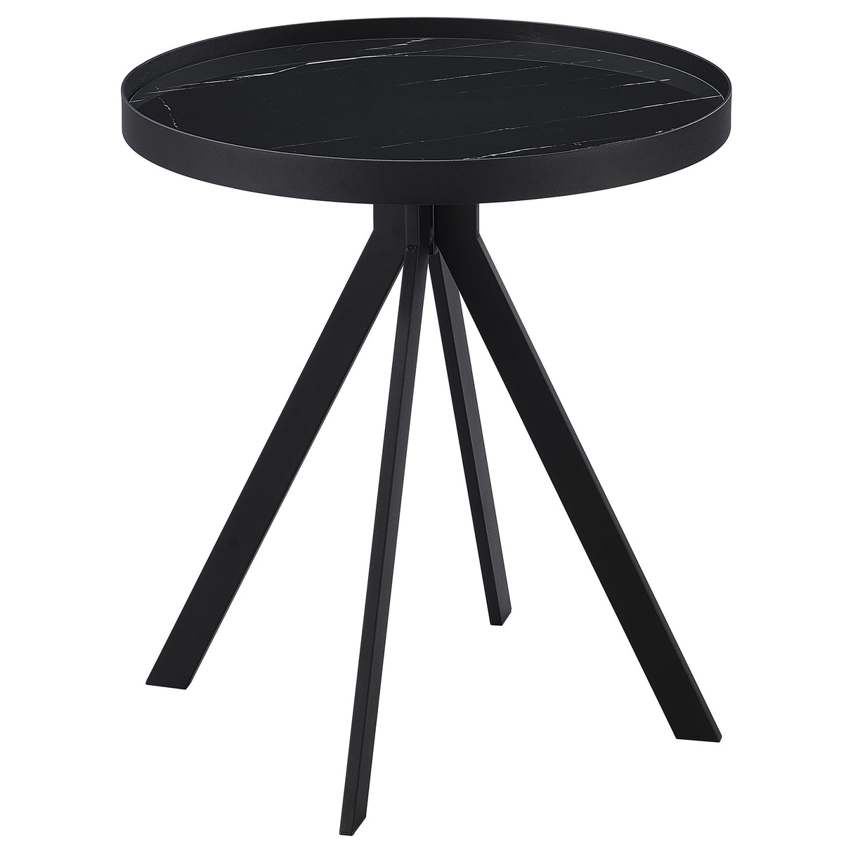 Briggs - Round Marble Printed Glass Top End Side Table