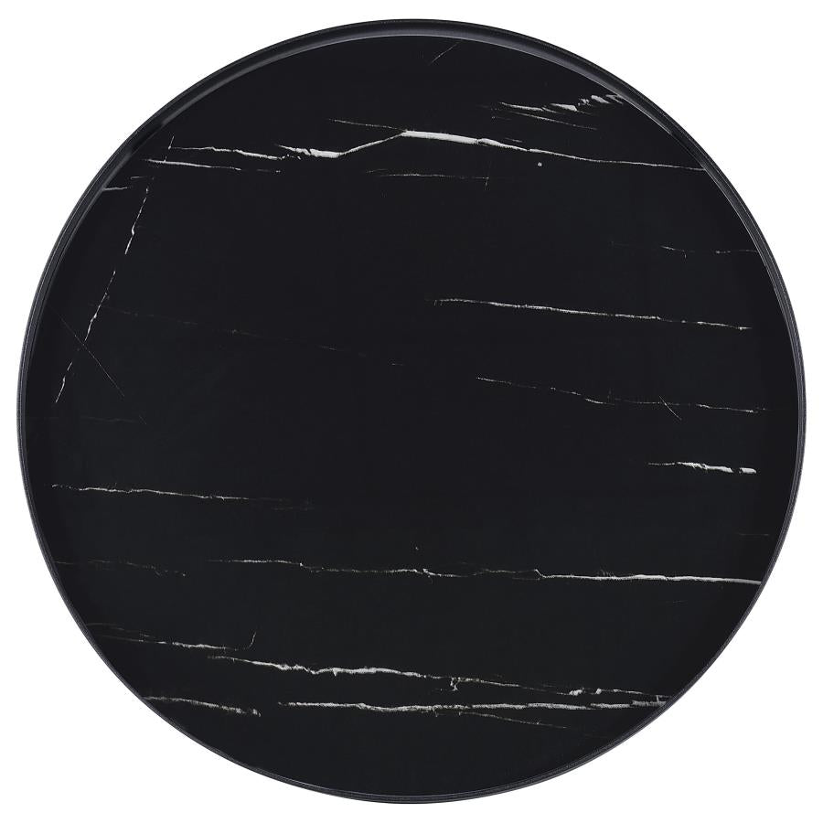 Briggs - Round Marble Printed Glass Top End Side Table