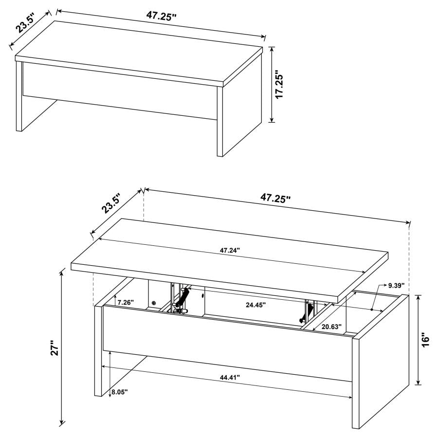 Canoga - Engineered Wood Lift Top Coffee Table - Light Oak