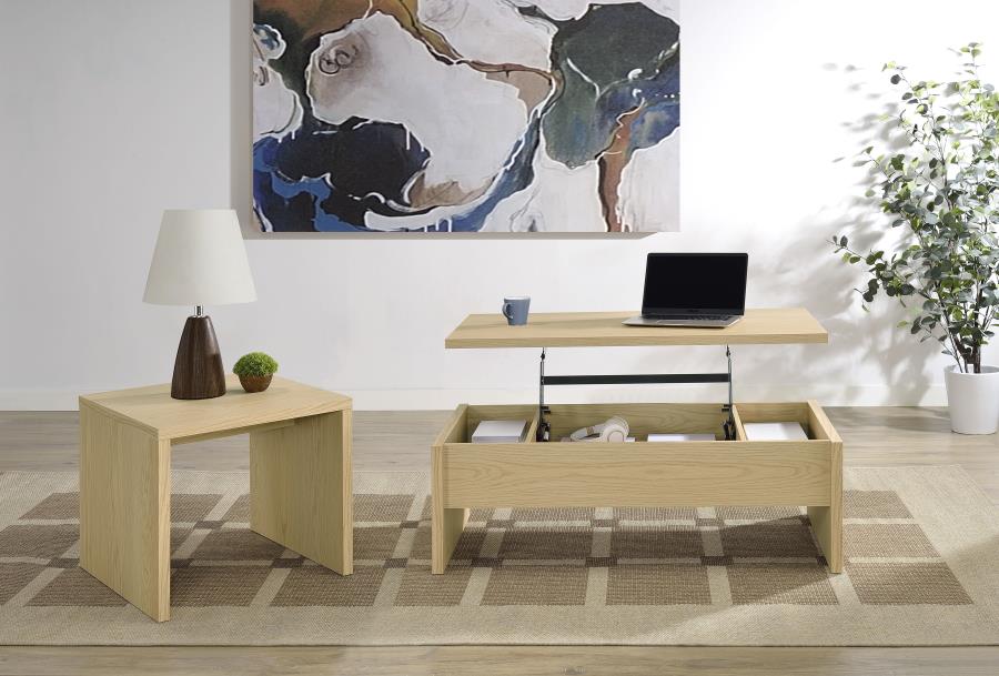 Canoga - Engineered Wood Lift Top Coffee Table - Light Oak