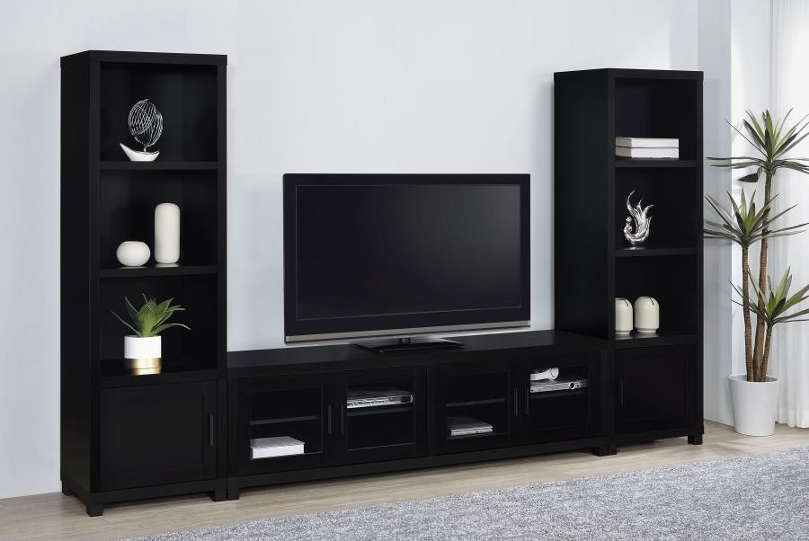 Jupiter - 3-Shelf Engineered Wood Media Tower - Black