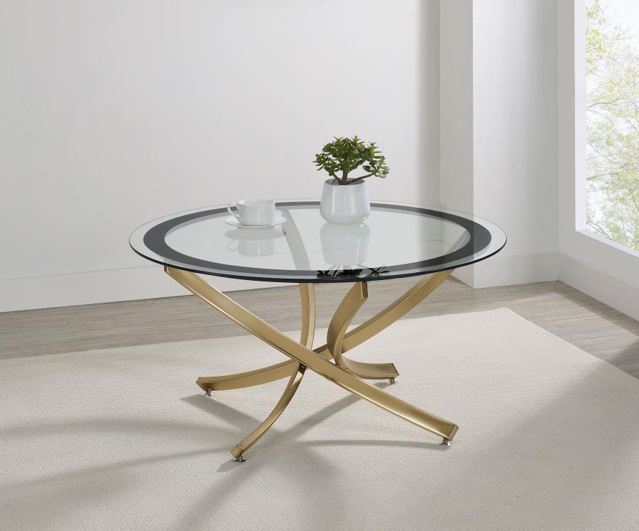 Brooke - Round Glass Top Coffee Table Metal Base