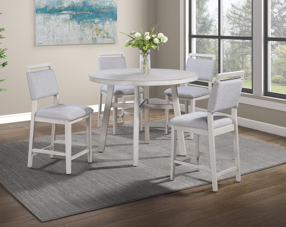Blanche - 5 Piece Counter Dining Room Set - Antique White by Crown Mark | Bel Furniture