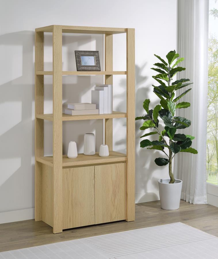 Laurelton - 3-Shelf Media Tower Tall Pier Cabinet - Light Oak