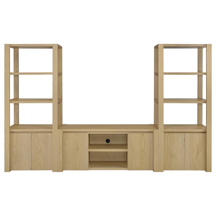 Laurelton - 3-Shelf Media Tower Tall Pier Cabinet - Light Oak