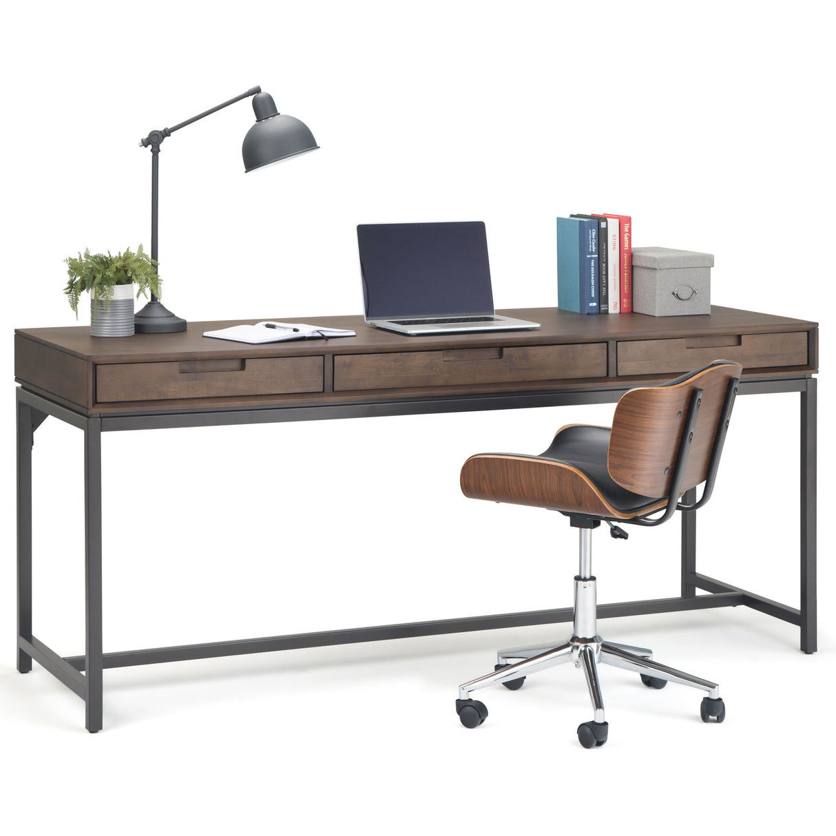 Banting - Mid Century Wide Desk, Handcrafted by Simpli-Home | Bel Furniture