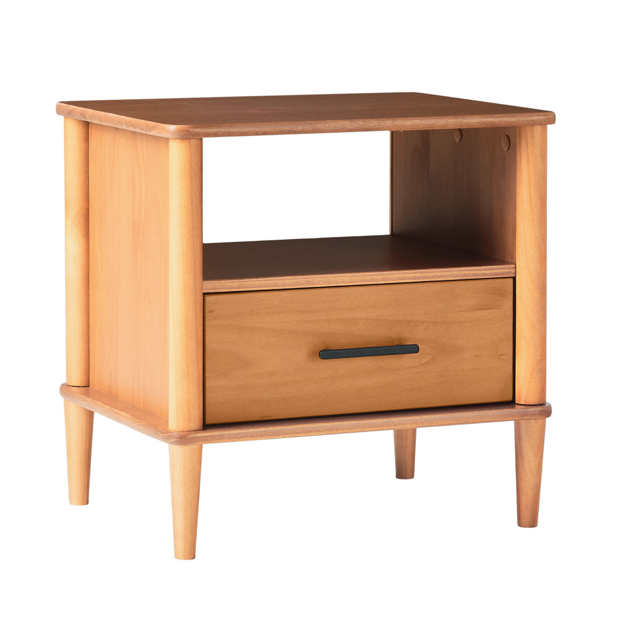 Transitional Solid Wood Spindle Nightstand Light Brown by Walker Edison | Bel Furniture