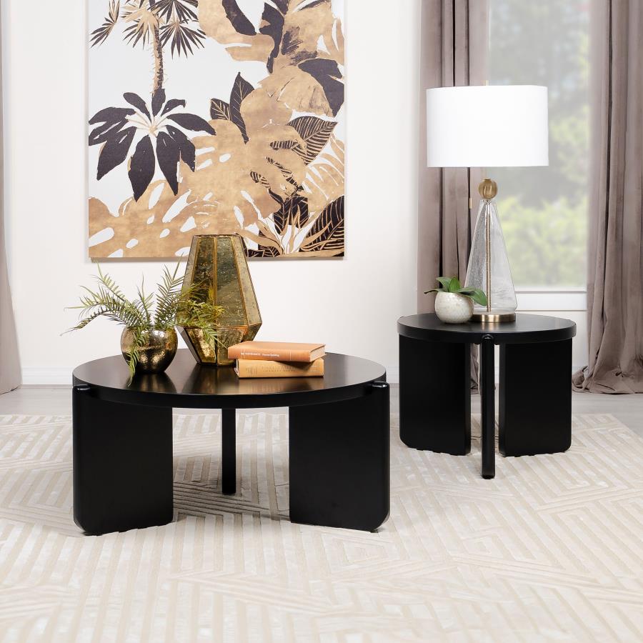 Cordova - Round Solid Wood Coffee Table - Black