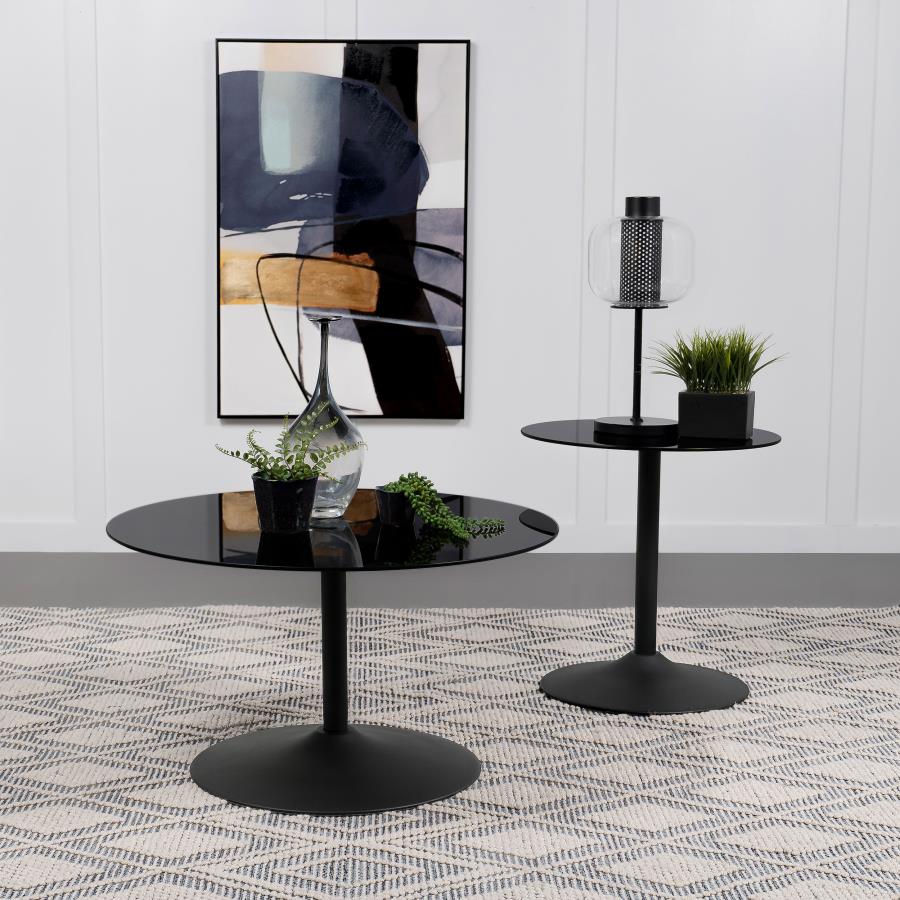 Ganso - Round Metal Coffee Table With Tempered Glass Top