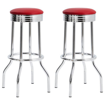 Retro - Upholstered Metal Swivel Bar Stool (Set of 2) Red by CoasterEveryday | Bel Furniture
