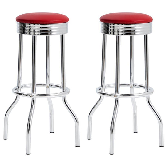 Retro - Upholstered Metal Swivel Bar Stool (Set of 2) Red by CoasterEveryday | Bel Furniture