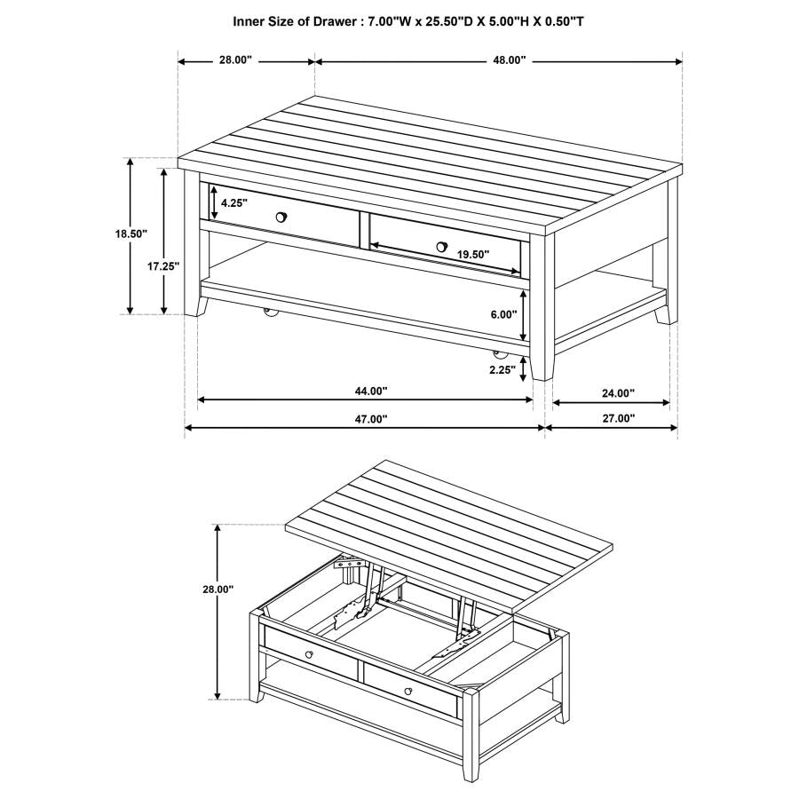 Payne - 48" Mobile Lift Top Coffee Table